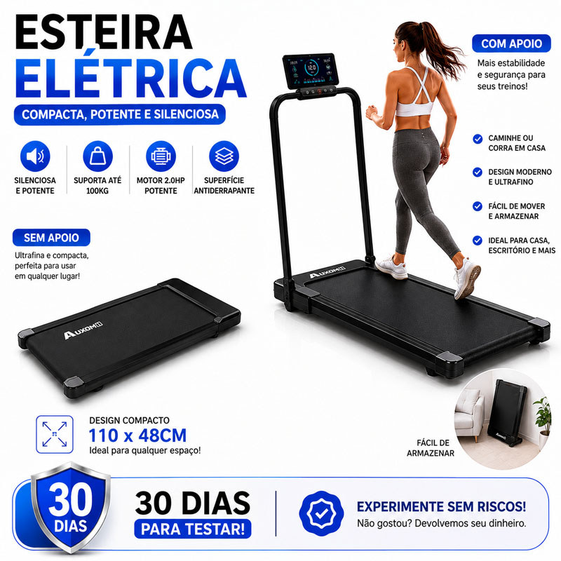 4.0HP Household Electric Treadmill Foldable Silent Bluetooth 6km/h Supports 150kg, Exercise for Home