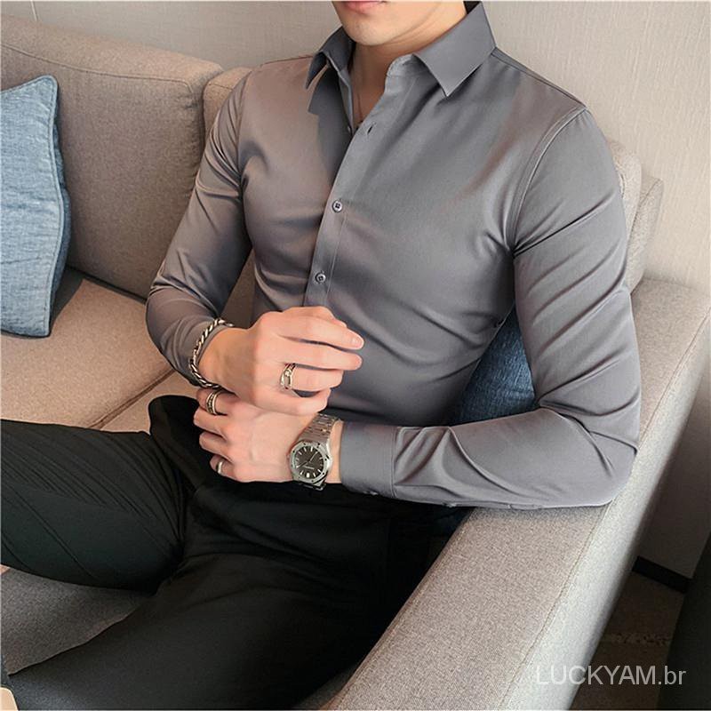 Shirt Men's Korean handsome slim long-sleeved professional dress work clothes