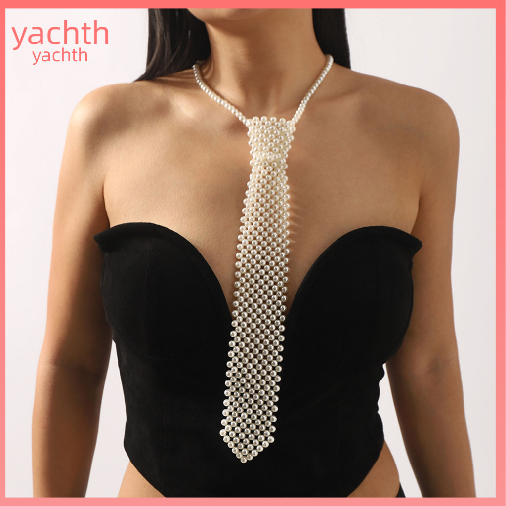 Gentleman Dress Tie Professional Necktie Women’s Faux Pearl for Wedding Formal Events – Elegant Business Suit Access