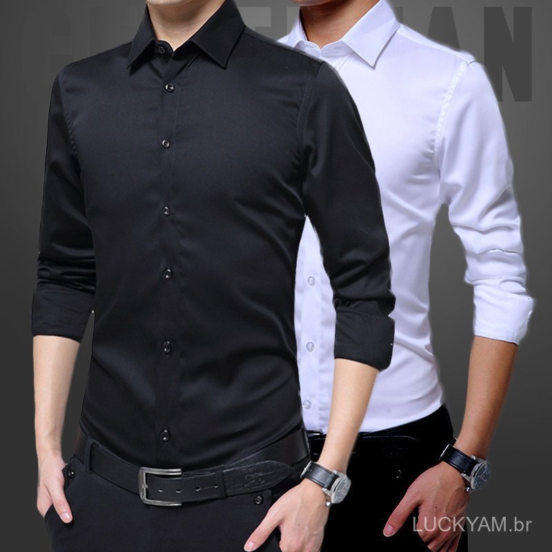 [Formal Dress]Professional style Work Clothes Men's white slim-fit shirt, new autumn men's long-sleeve formal business s