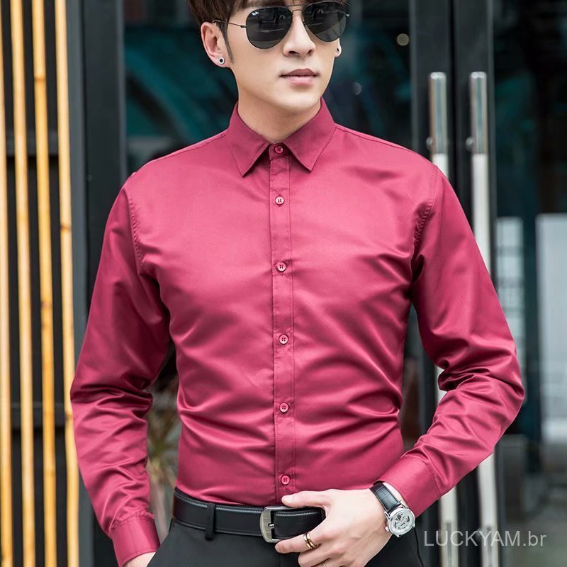[Formal Dress]Professional style Work Clothes Spring and autumn men's long-sleeved white shirt, Korean style, large size