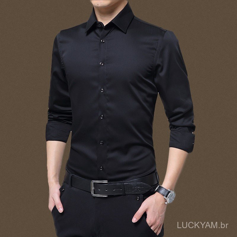[New Product Special Sale]New autumn men's long-sleeve professional dress shirt Men's white slim-fit shirt