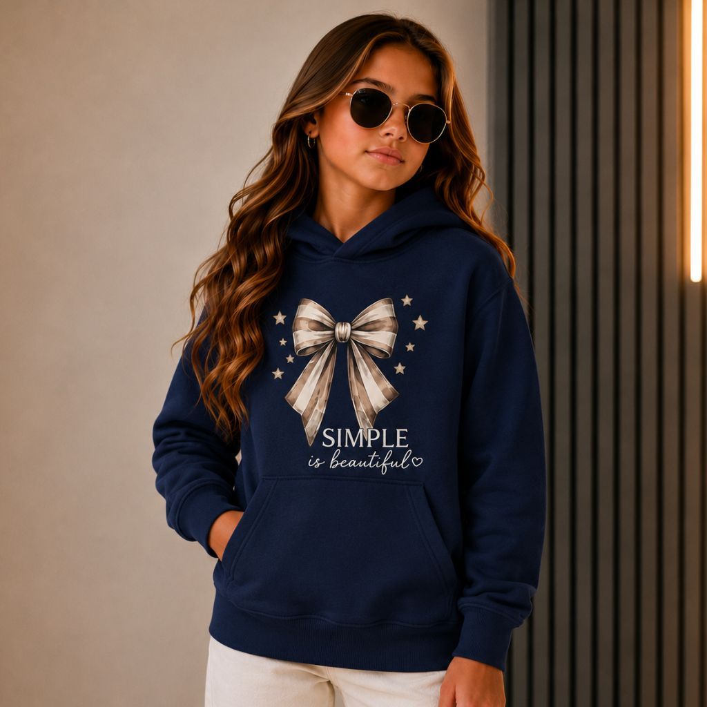 Roupa De Frio Infanto Juvenil Casaco Mini Diva Moletom Peluciado Capuz Estampa Laço Delicado Premium Inverno