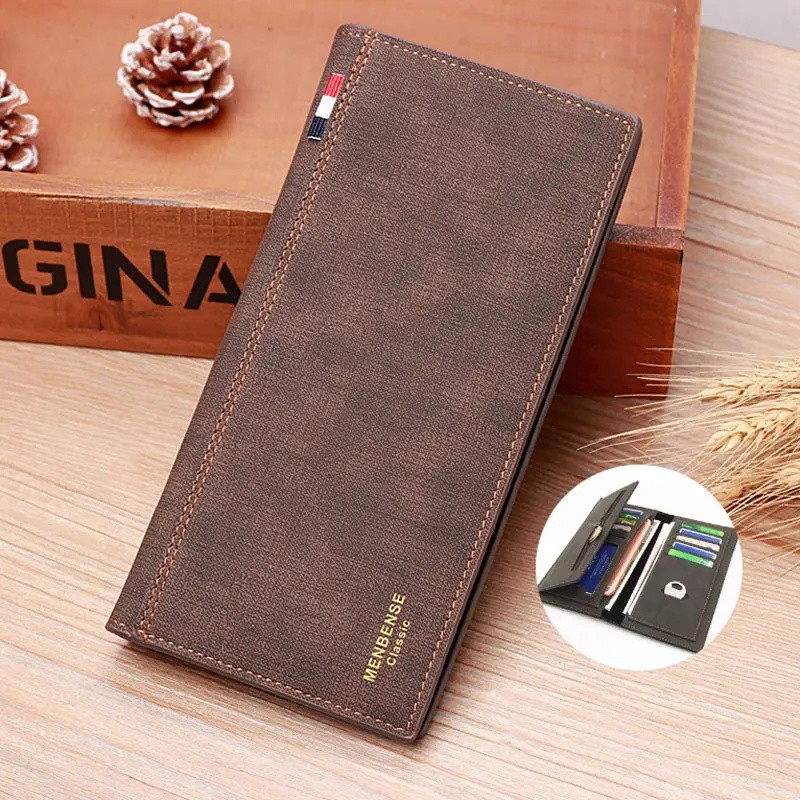 Korean Design PU Leather Men's Long Wallet – Fashion Wallet with Pockets, Card Holder, Waterproof Canvas Coin Purse Menb