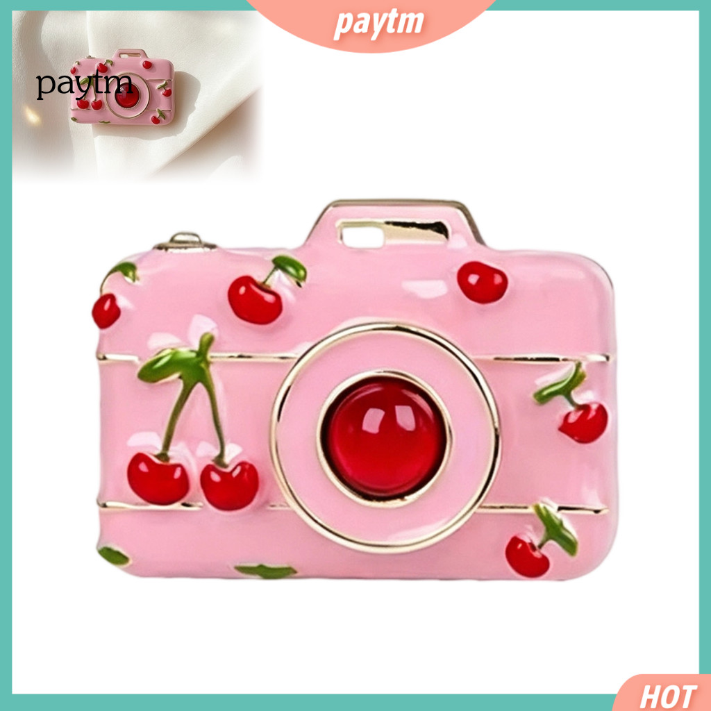 Women Brooch Pin Vintage Camera 1 or 2 Pcs Retro Mini for Cute Cherry Lapel Badge Alloy Style Clothing for Southeast