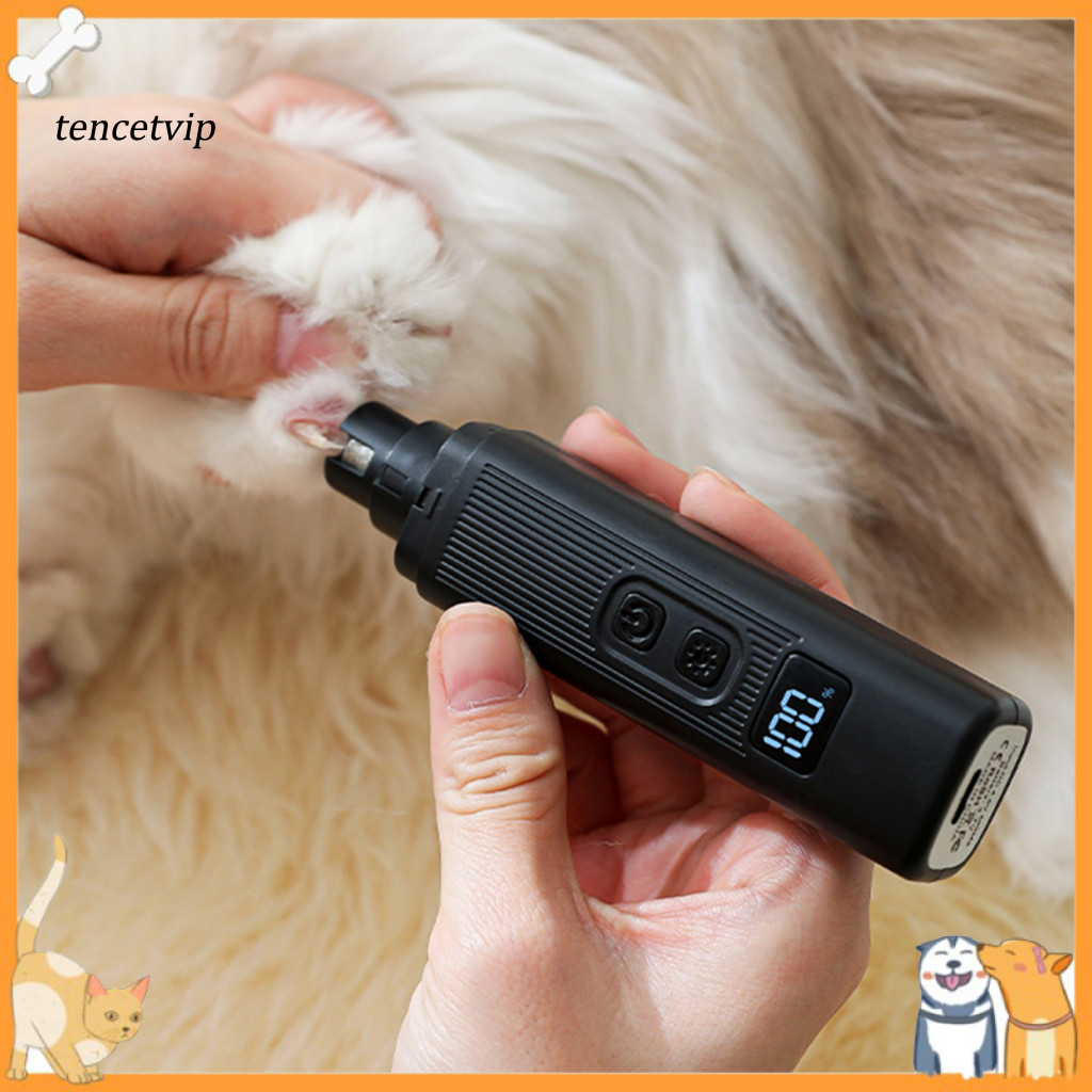 Powerful Motor Pet Nail Grinder Rechargeable Cat Dog with Led Light Quiet 2-speed Trimmer Portable Grooming Tool for Saf