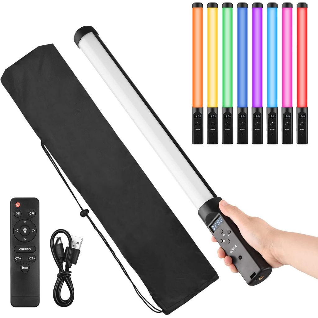 RGB LED Light Stick Portable Lighting for Photography and Video, Rechargeable via USB, Colorful