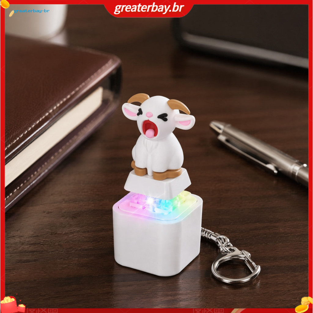 1 or 2 Pcs Keyboard Fidget Keychain Rechargeable Goat Cat Finger Clicker with Led Light and Sound Stress Relief Push But