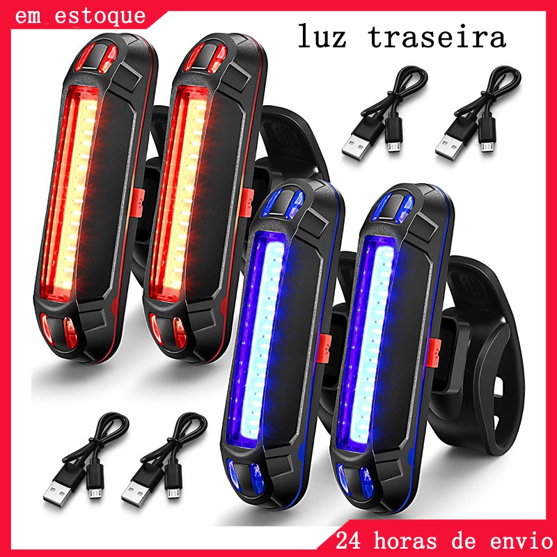 Farol Bike Bicycle Cycling USB Rechargeable Front Rear Safety Light 6 Modes Waterproof LED Tail Lamp