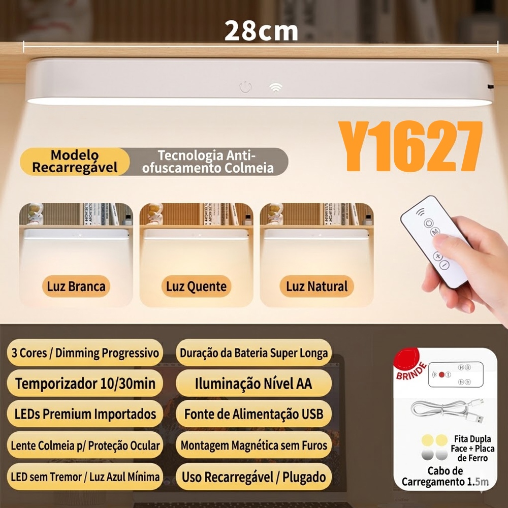 Led Light Overlay Wireless Rechargeable Stick with Magnetic Holder and Touch 3 Colors with Remote Control