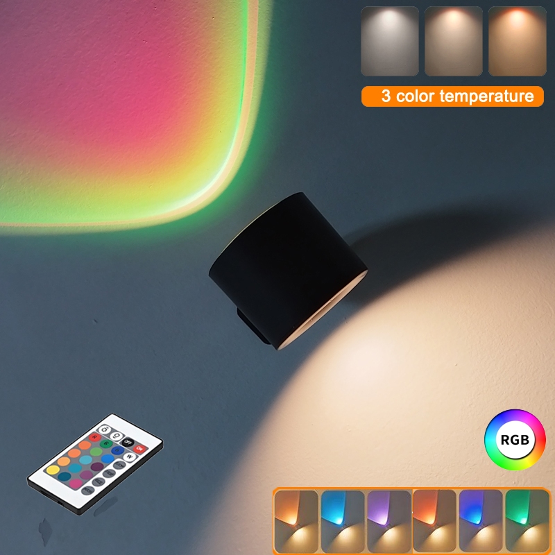 LED Wall Sconce Wall Mounted Lamp  Rechargeable Touch Control 7 Color Reading Lamp 360° Rotate Magnetic Ball night light