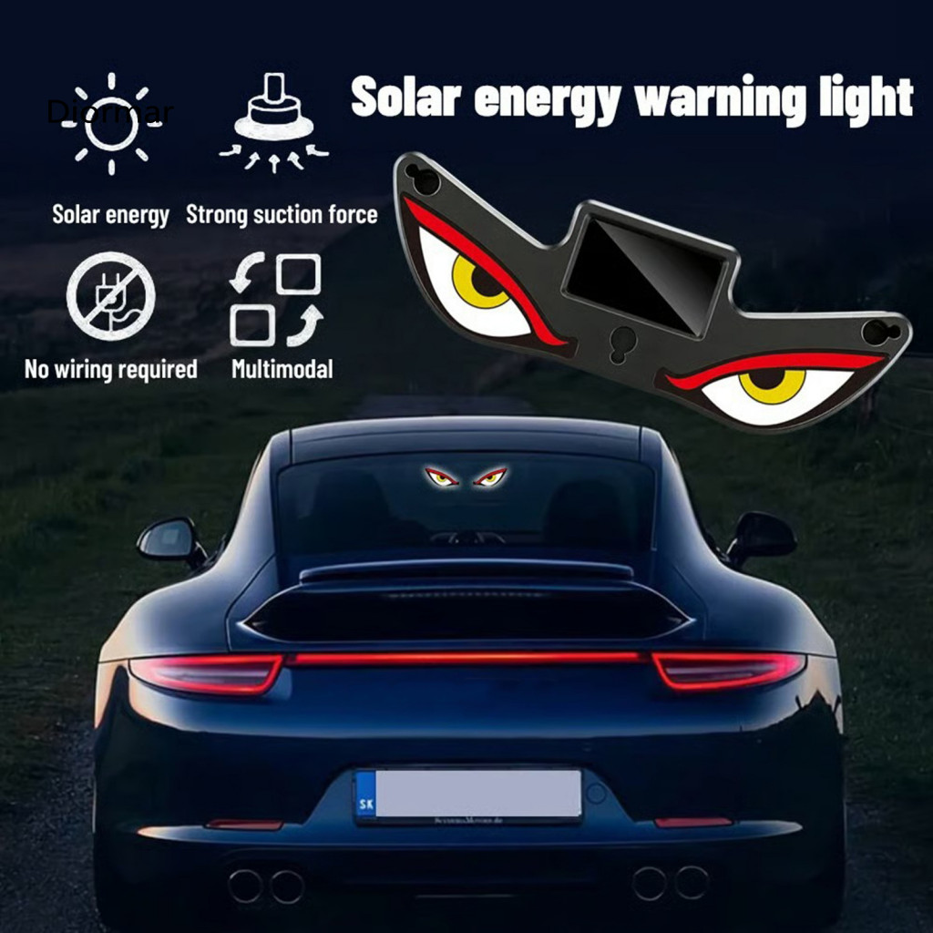 Car Led Light Vehicle Decorative Lights Devil Eyes Solar Powered with Vibration Sensor Usb-c Rechargeable Dynamic Windsh