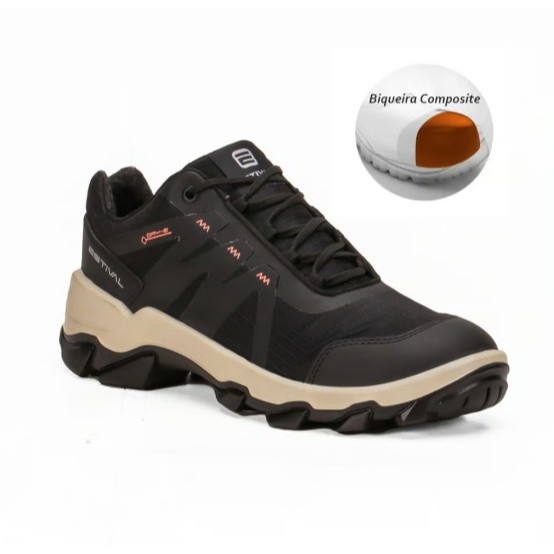 Sapato de Segurança Hybrid Smart Black Estival - Brinde Palmilha PU - Preto Composite - CA 47750