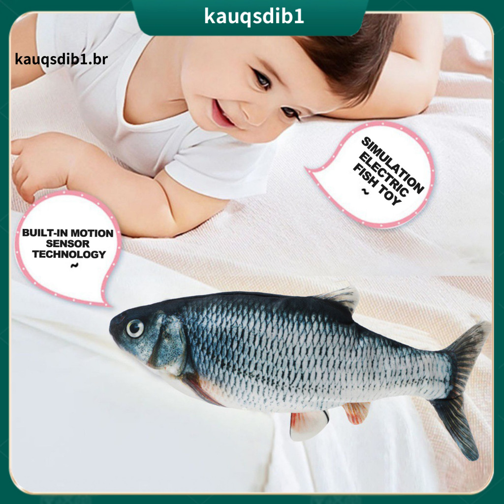 Electric Fish Toy Rechargeable Pet 1 Set Realistic Floppy with Usb Charging Cable – Soothing Baby for Kids Soft Plush