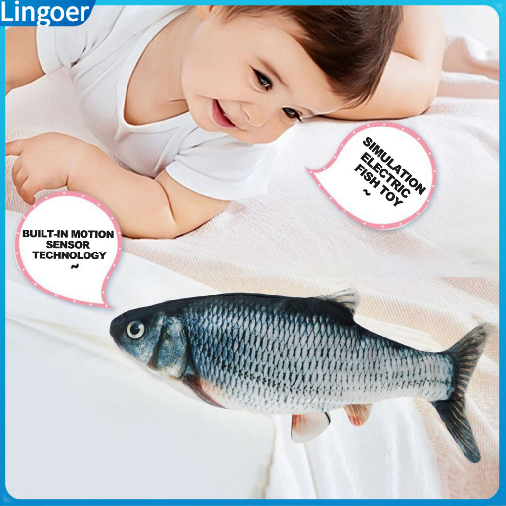 1 Set Realistic Electric Floppy Fish Toy with Usb Charging Cable – Soothing Baby for Kids Soft Plush Pet for Toddlers
