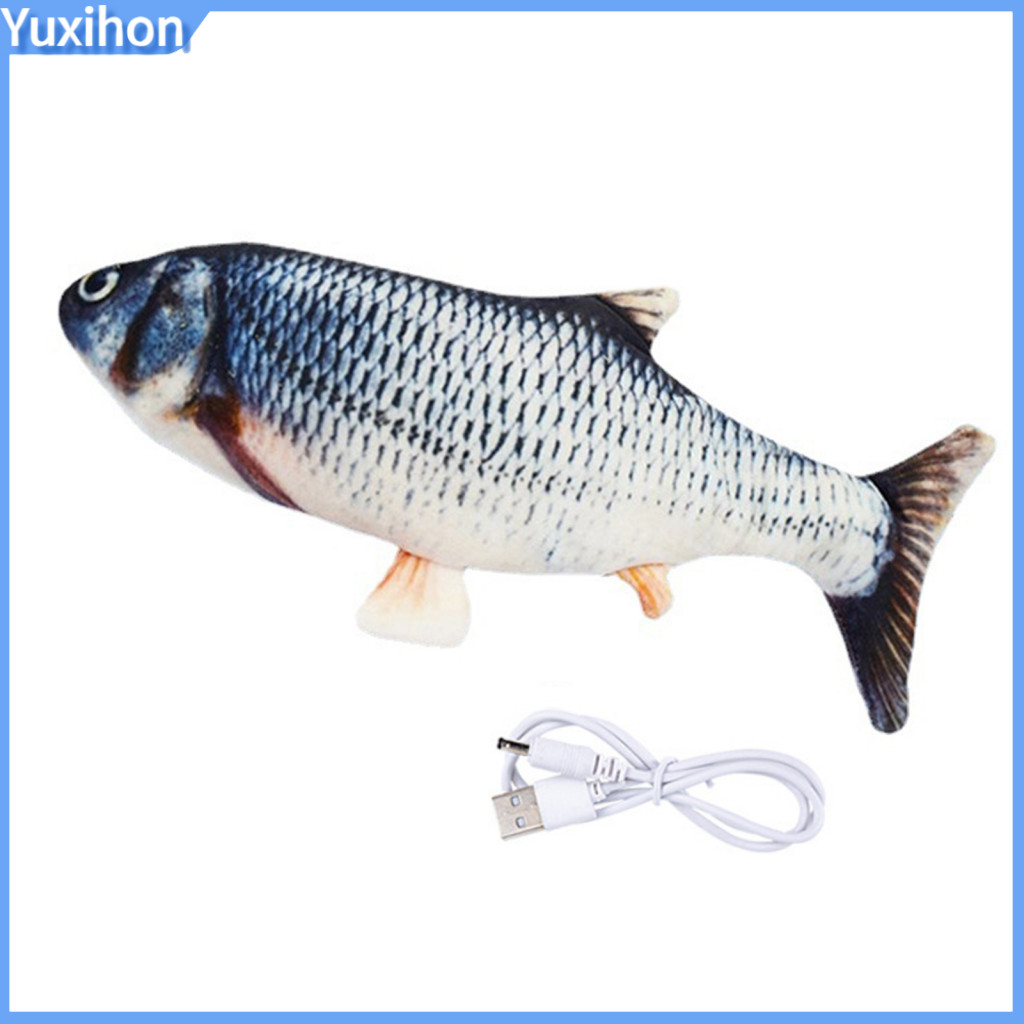 Motion Sensor Fish Toy Sleep Mode 1 Set Realistic Electric Floppy with Usb Charging Cable – Soothing Baby for Kids Sof