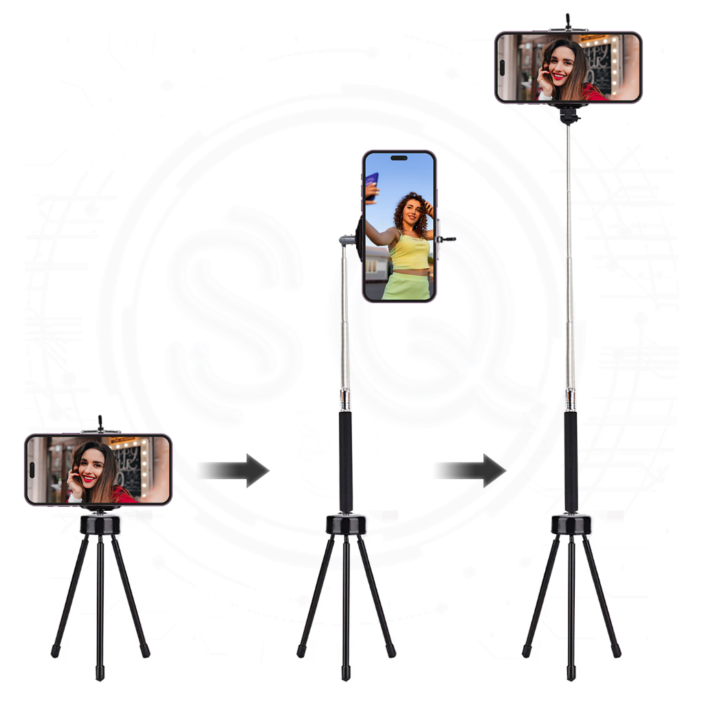 Tripe para webcam com Pau De Selfie Monopod + Controle Bluetooth + Suporte Celular