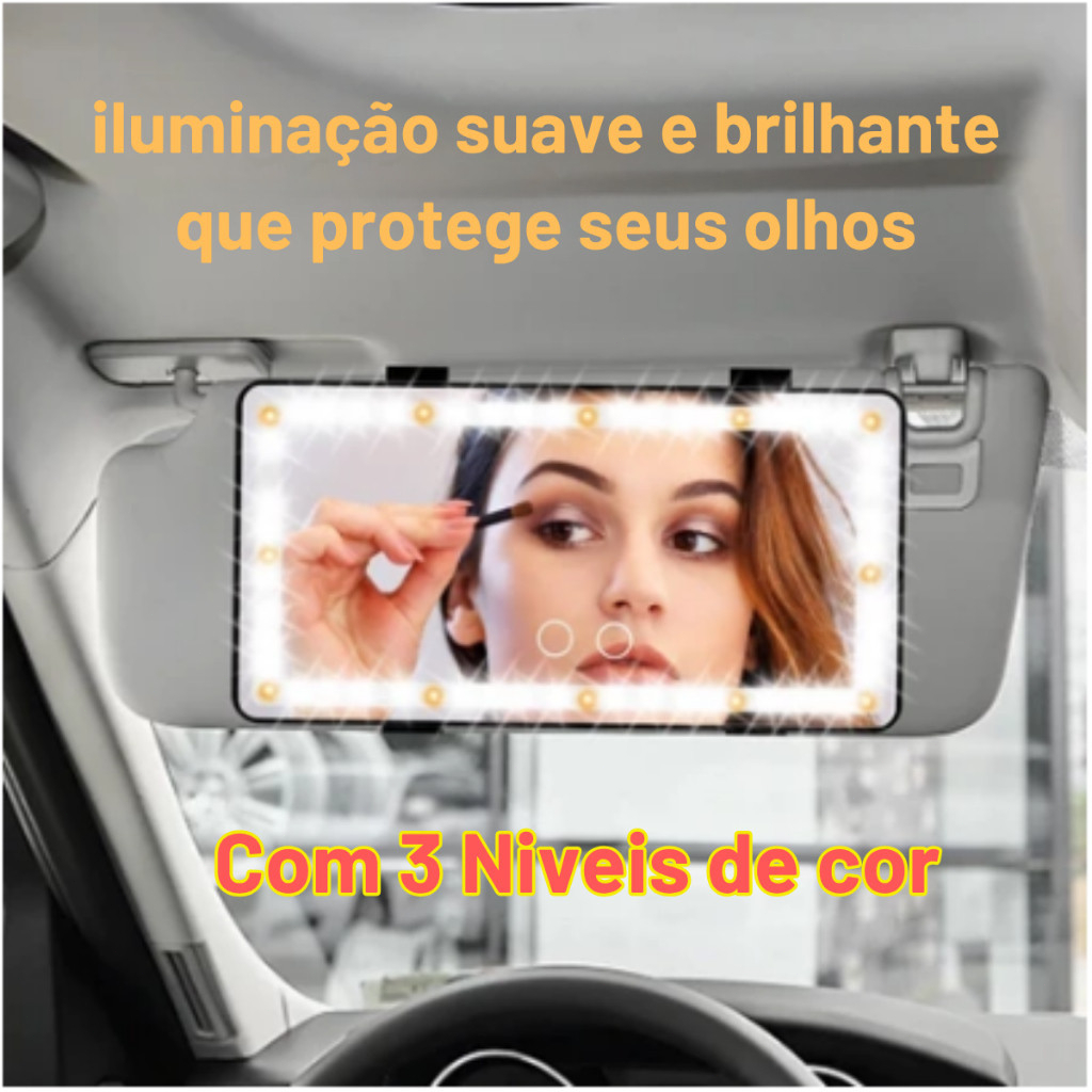 car led makeup mirror rechargeable rearview mirror with light 3 shades