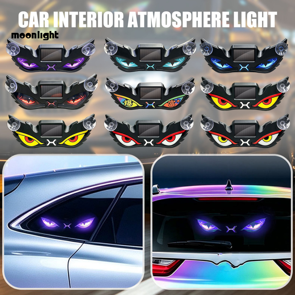 Solar Demon Eye Car Light Usb Rechargeable Dynamic Blinking Led Window Decor with Suction Cup 3 Modes Atmosphere Night f