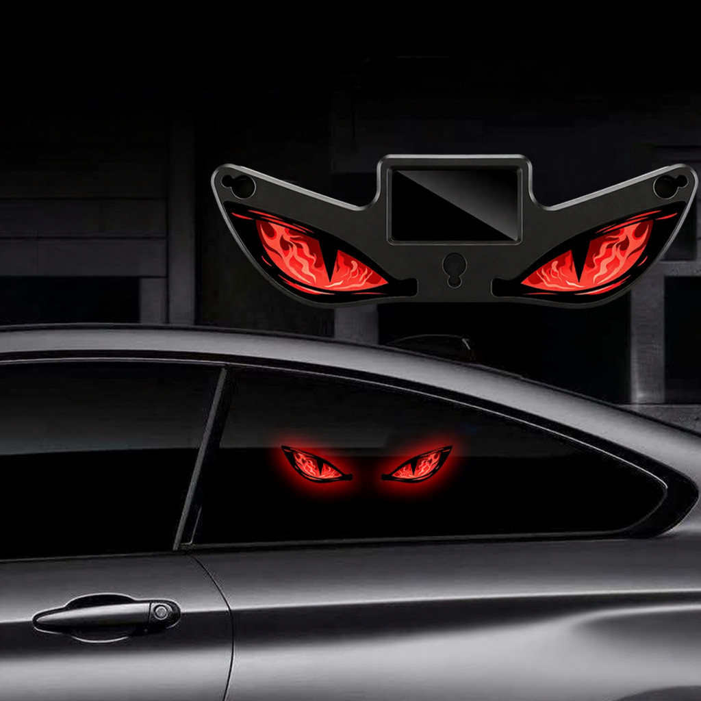 Led Car Warning Light with Devil Eyes Solar Type-c Rechargeable Vibration Sensor Multiple Glow Modes Windshield Safety L