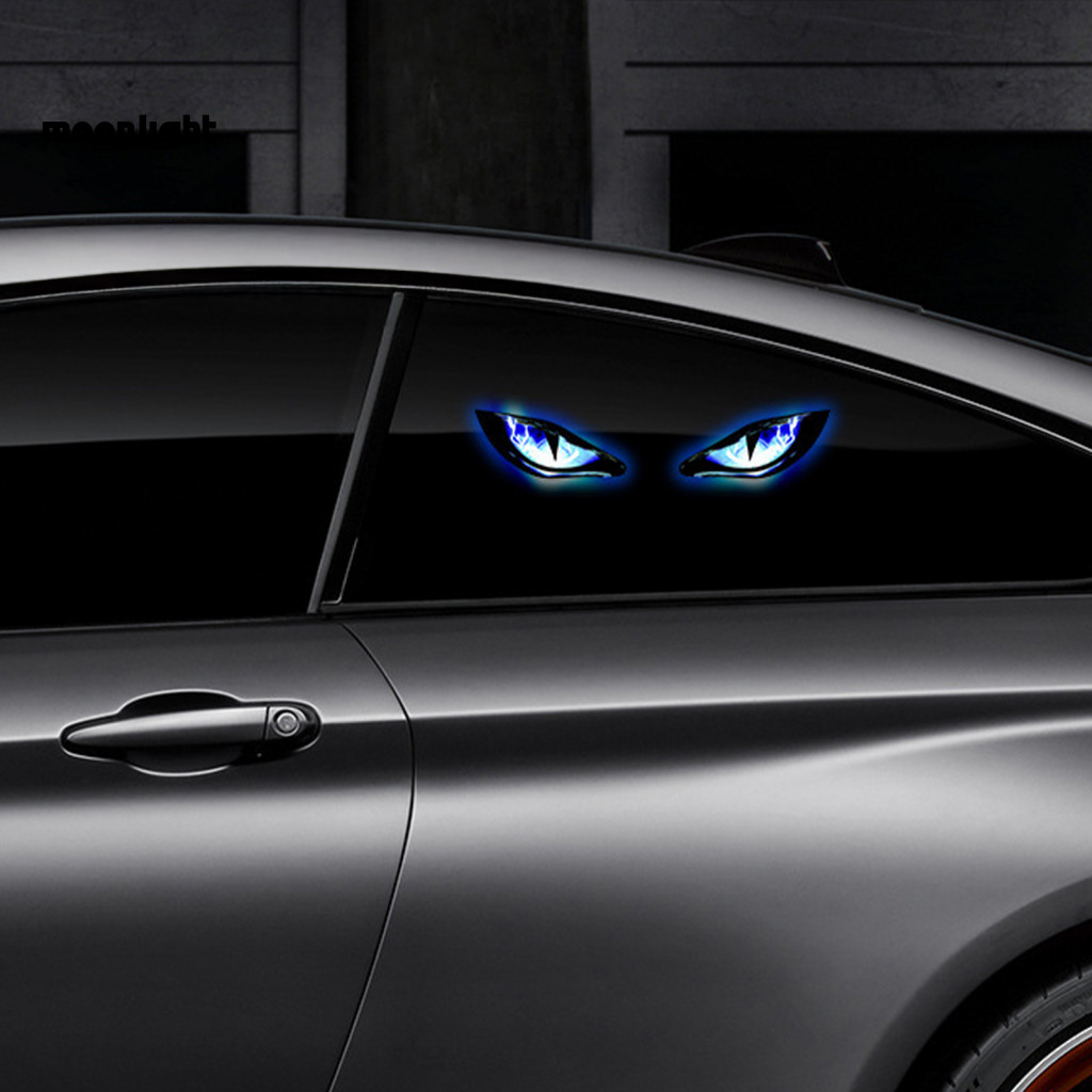 Solar Demon Eye Car Window Light Wireless Rechargeable Led Atmosphere Lamp with Suction Cup Vibration Sensor Stylish Acc