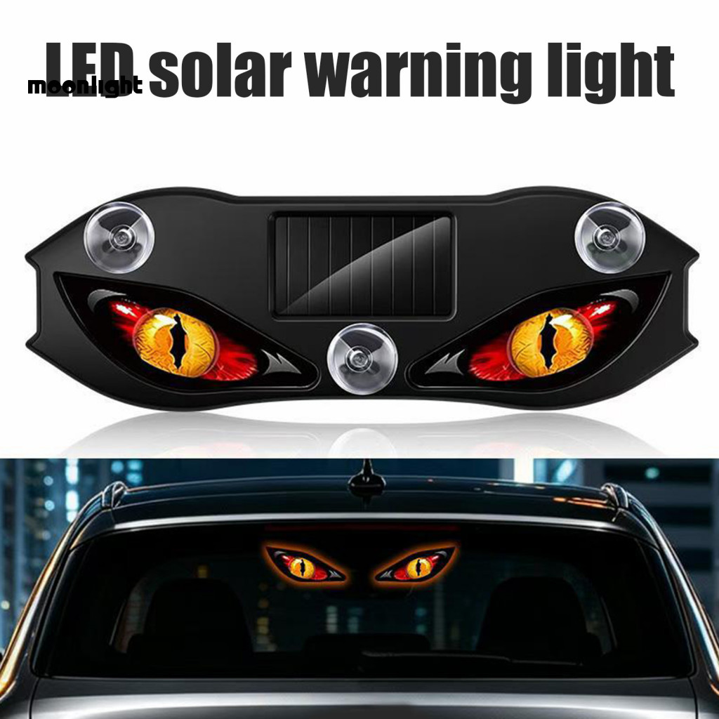 Solar Demon Eye Car Window Light Waterproof Wireless Led Warning Sign with Suction Cup Usb Rechargeable Night Driving At