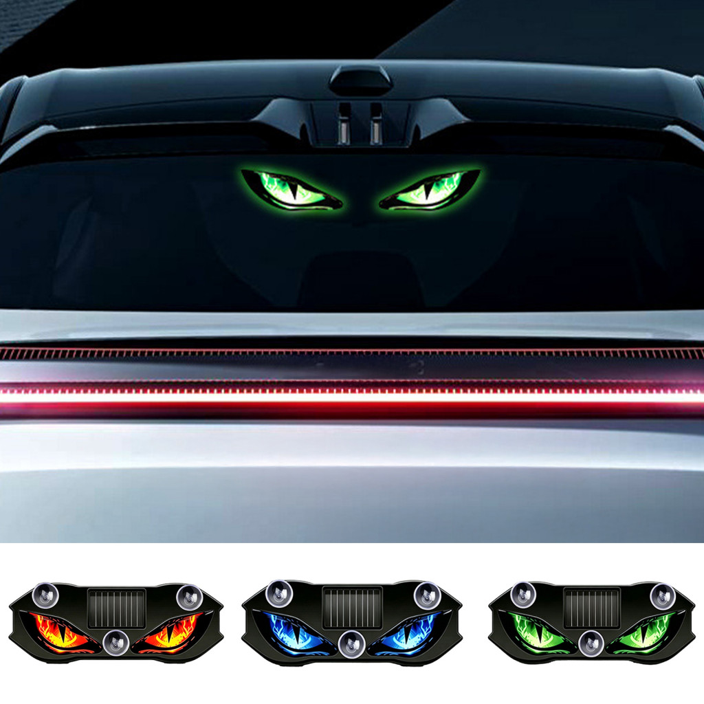Easy Install Car Window Strobe Solar Powered Warning Light Demon Eye Wireless Rechargeable Led Atmosphere Lamp with Suct