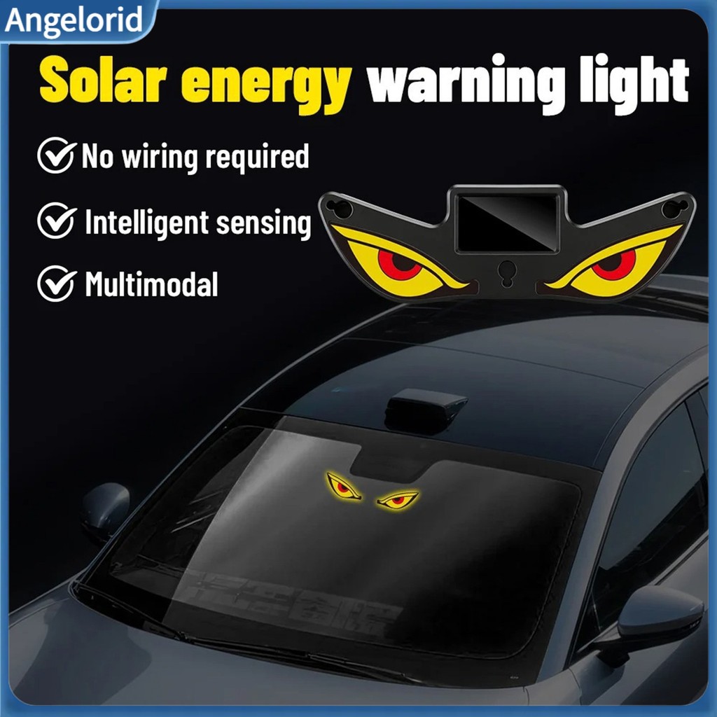 Sensor Car Light Portable Rechargeable Devil Eyes Solar Powered Led with Dynamic Windshield Ambient Lamp Usb-c Vibration