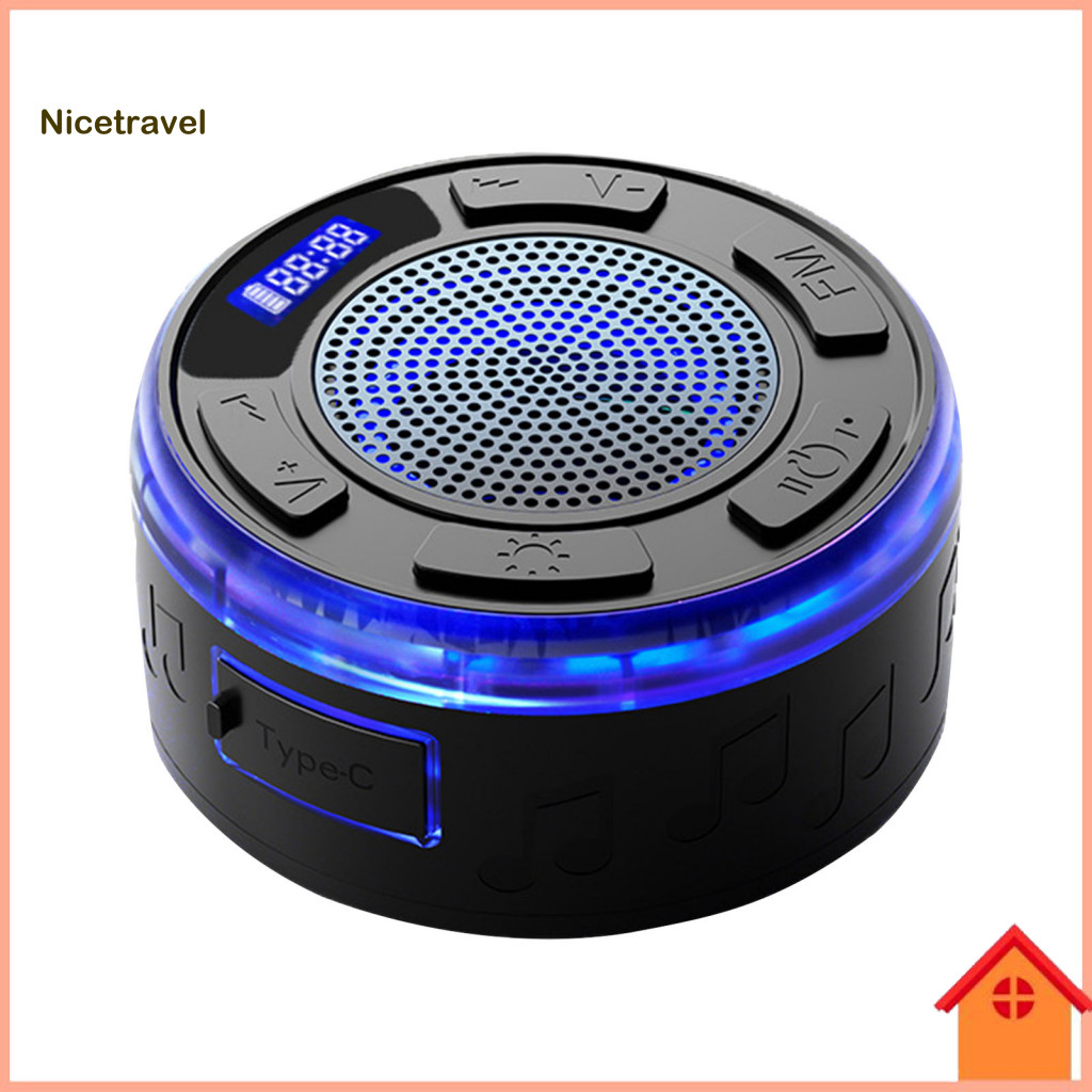 Waterproof Shower Speaker Hands-free Ipx7 Bluetooth with Rgb Led Display Detachable Suction Cup Stereo for Bathroom for