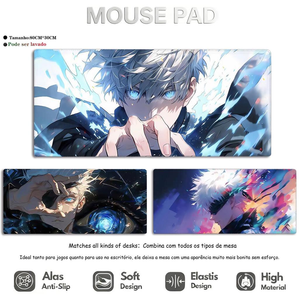 XL Gaming Mouse Pad 800x300mm Anime Design Non-Slip Soft Thick Mat with Stitched Edge for Gaming Office