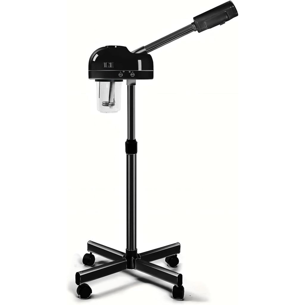 Professional Facial Steamer with Hot Mist, Face Steamer Machine for Esthetician, Home Salon Spa Facial Cleaning (Black)