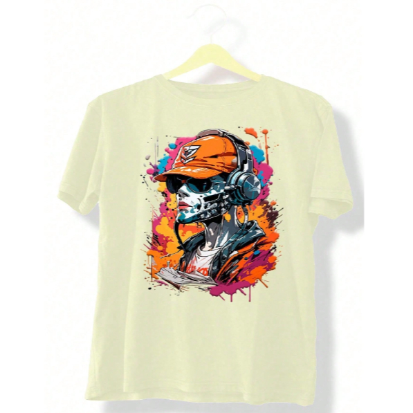 Camiseta Masculina Com Estampa Hip Hop Head Fone Artist Tecido Premium 100% Algodão