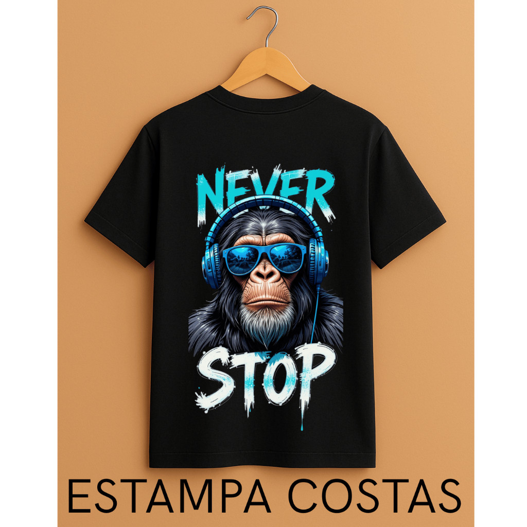 Camiseta Camisa 30.1 CAMISETA TSHIRT NEVER STOP FONE DE OUVIDO Algodão Premium