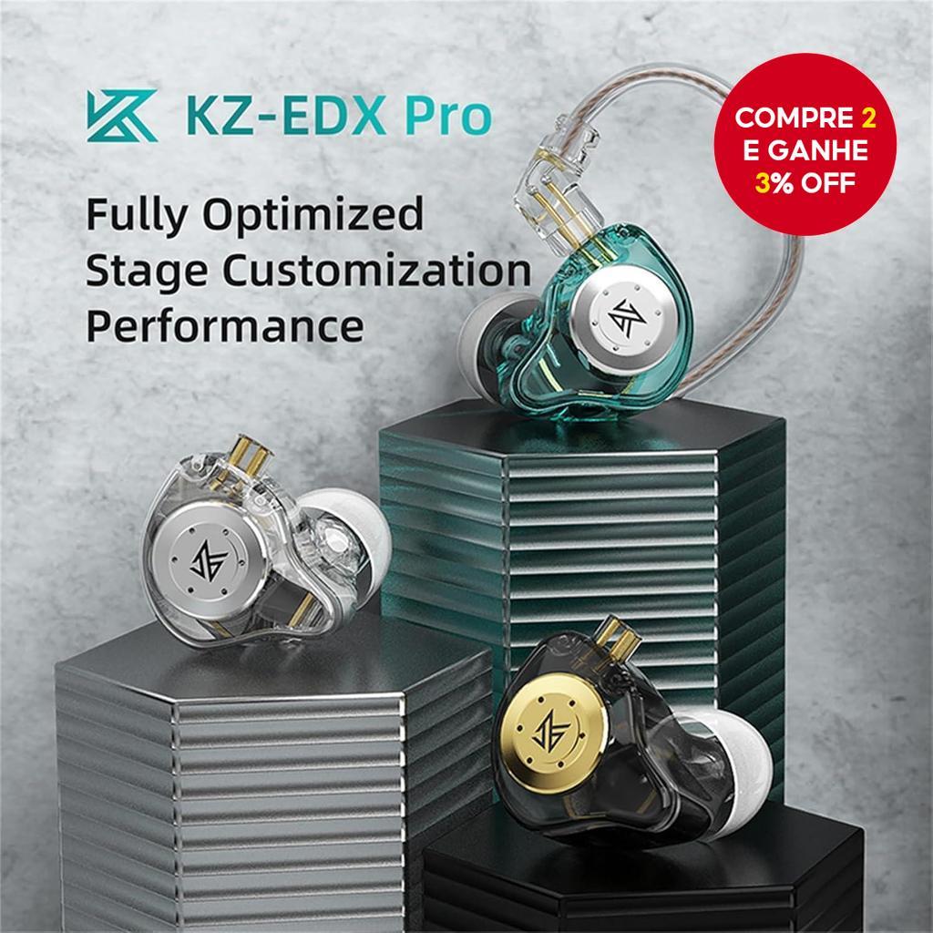 KZ EDX PRO 10mm Fone De Ouvido Dinâmico Magnético Duplo Hi-Fi Bass Sport Com Cancelamento De Ruído