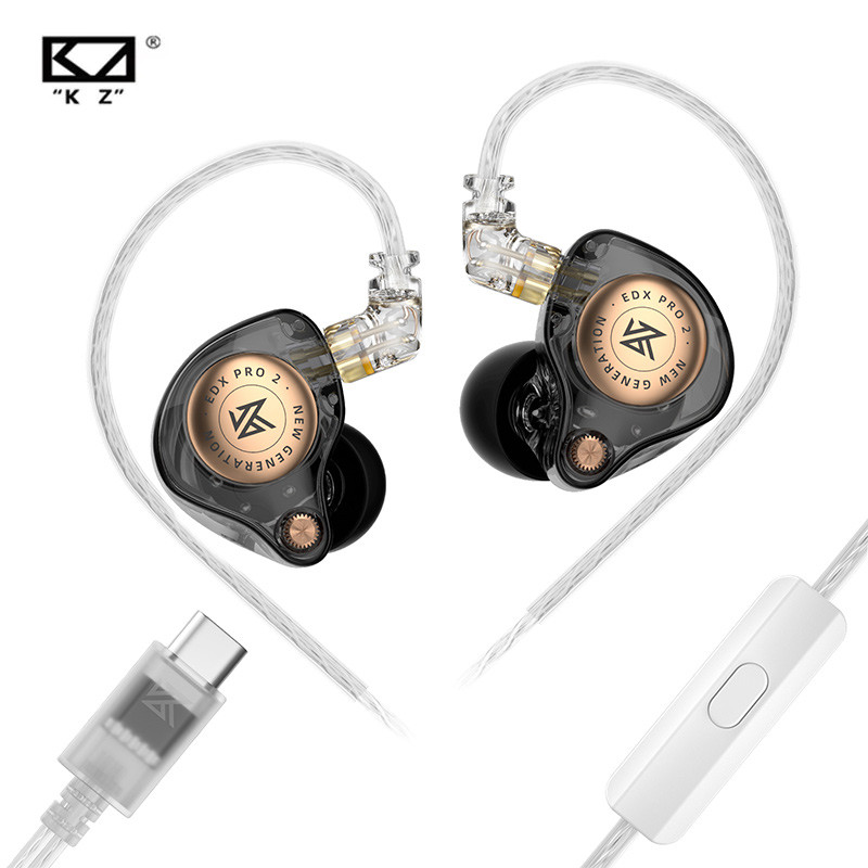 KZ EDX Pro 2 Alta Fidelidade Com Fio Monitor Fone De Ouvido Dupla Unidade Dinâmica Magnética Choque Baixo Fones