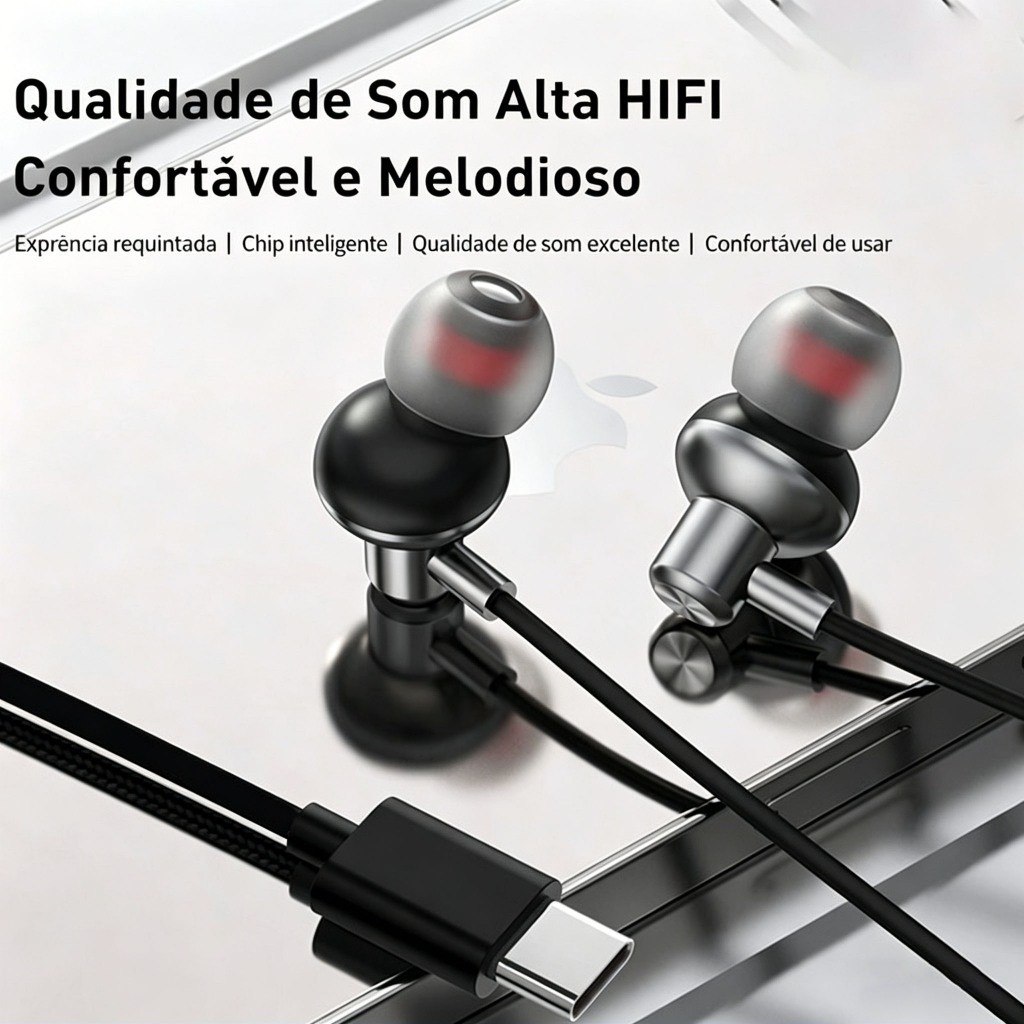 HiFi In-Ear Headphones with Powerful Bass fones de ouvido com fio for Gaming and Music