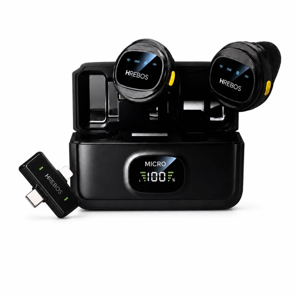 microfone sem fio duplo professional para iphone e android