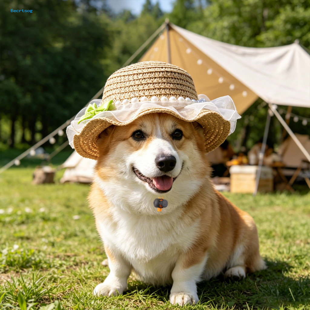 Pet Hat Adjustable Cute Lace Straw for Cats Small Dogs – Summer Sun Protection Outdoor Travel Camping Accessory Lightw