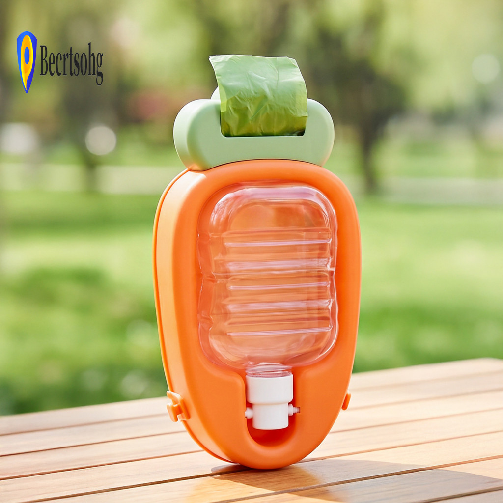 Leak-proof Pet Water Dispenser Portable Dog Bottle 450ml Travel Carrot Shape with Adjustable Strap Cat Drinking for Outd
