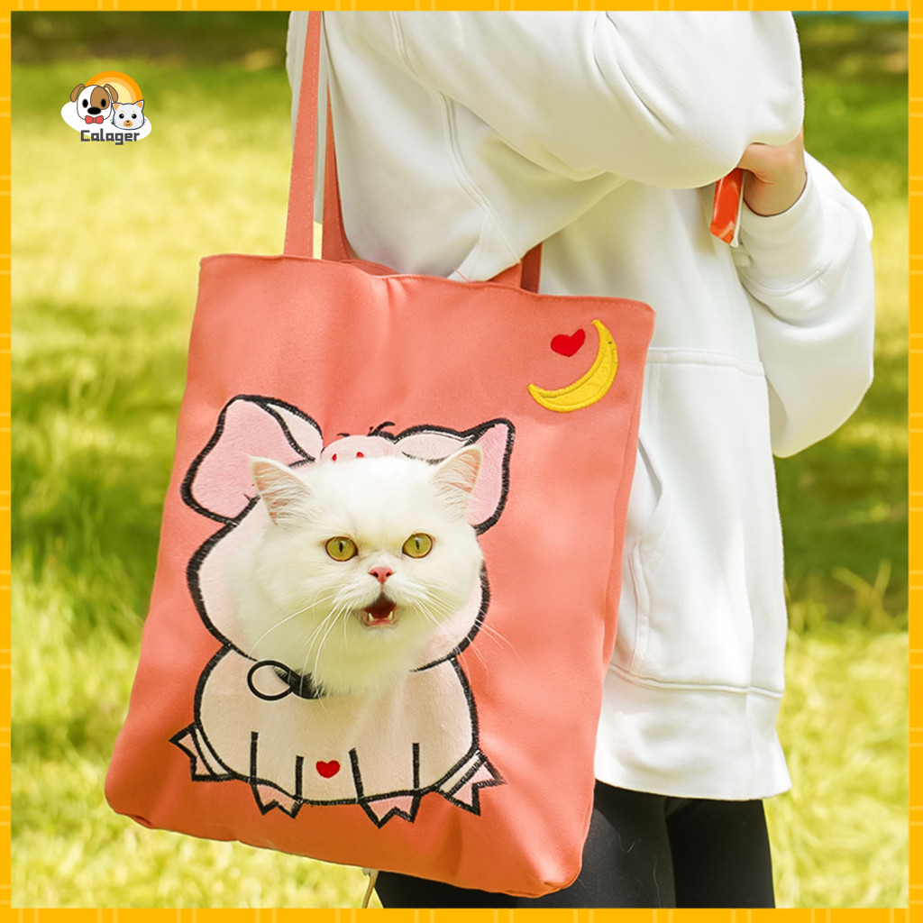Adjustable Head Window Cat Carrier Breathable Pet Bag for Cats Portable Canvas for Small Dogs Shoulder Strap Safety Buck