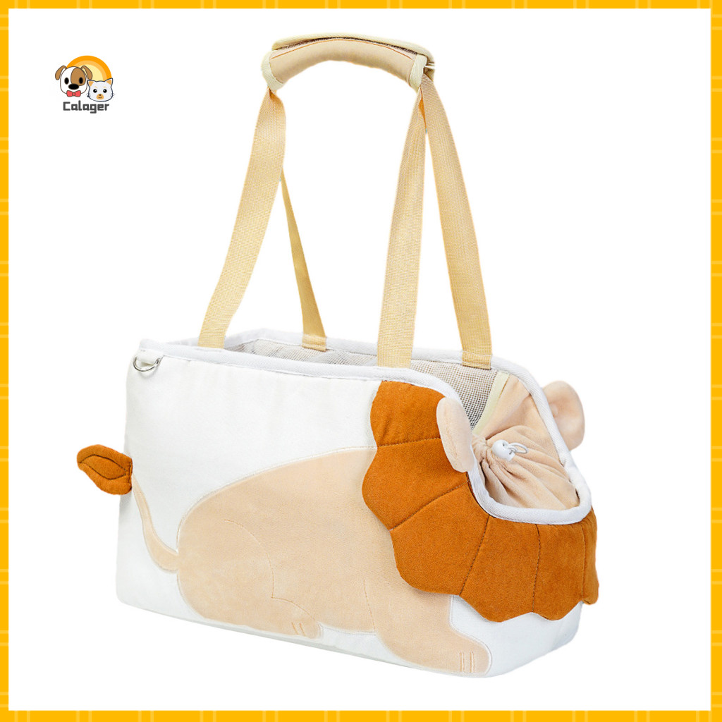 Breathable Cat Carrier Bag Soft Canvas Lion Pet Cute Tote for Small Dogs Cats Zippered Mesh Top Adjustable Peek Hole Saf