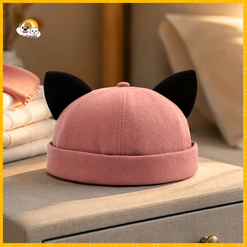 Adjustable Streetwear Cap Outdoor Travel Brimless Cat Ear Hat Cute Docker Skullcap Stylish Sailor for Women Men Lightwei