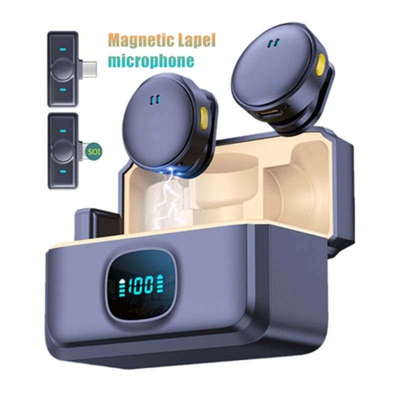 Mini Microfone De Lapela Sem Fio Profissional Magnético Com Cancelamento De Ruído Para iPhone Android Type C Phone
