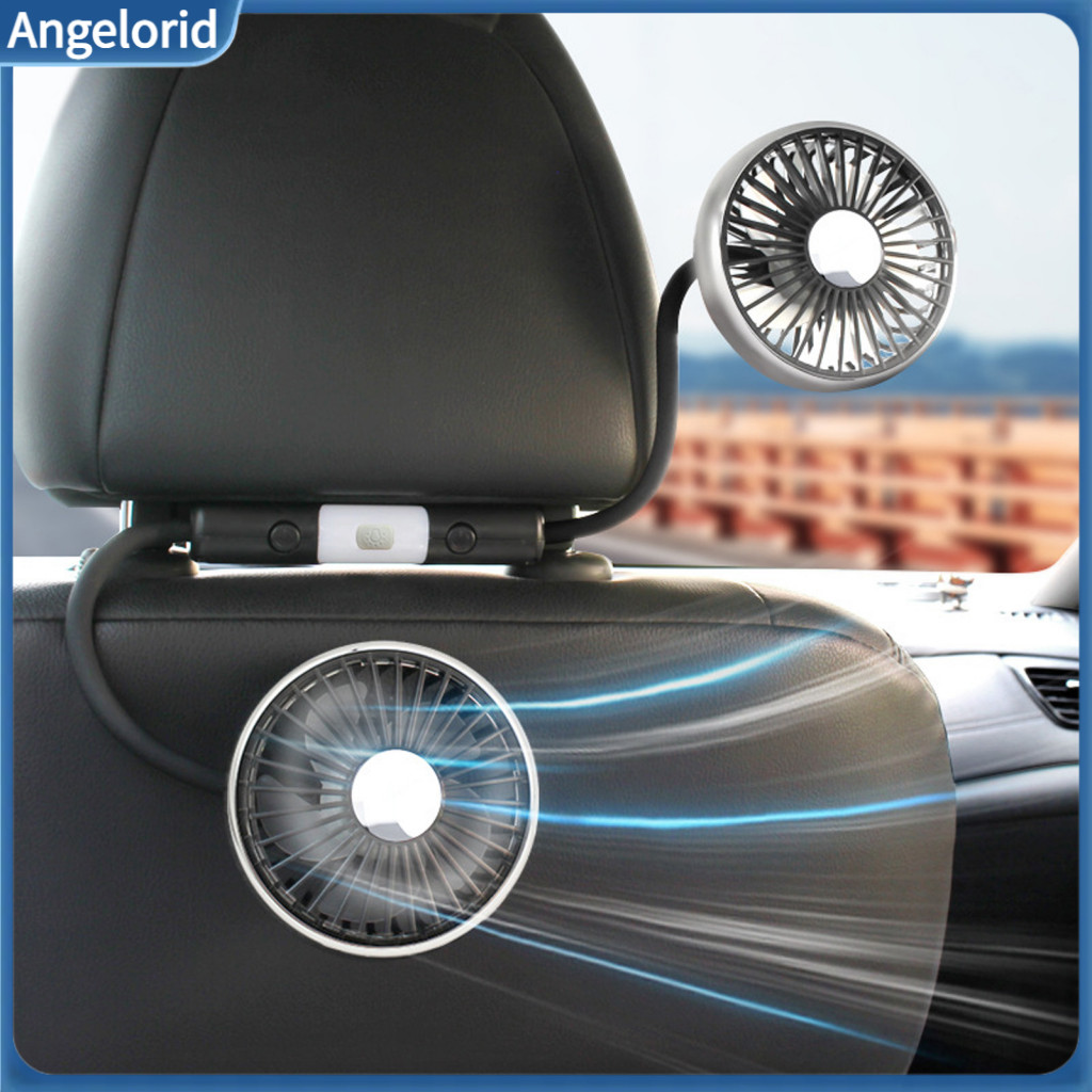 Adjustable Car Fan Rear Seat Dual Head with Built-in Led Light 360° Usb 3-speed Quiet Operation for Truck Suv Rv – Po