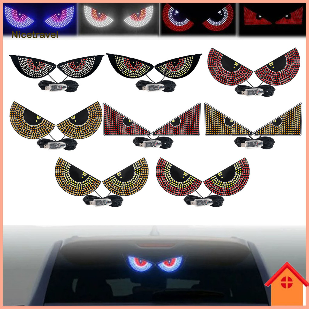Car Sticker Window Led Display Devil Eyes Windshield Light Usb Plug Play 11 Modes Demon Sign for Suvs Pickups Trucks Rvs