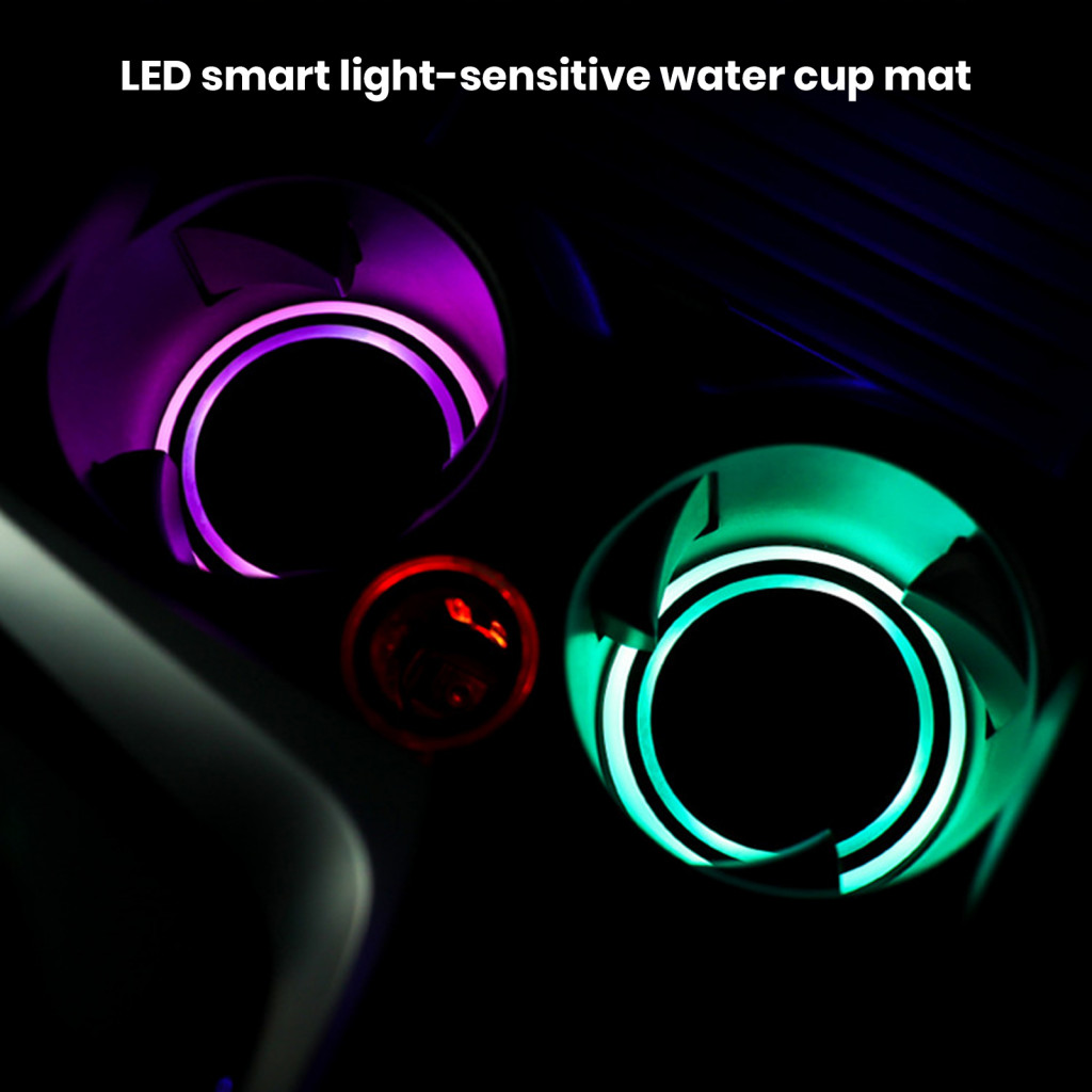 Coaster Car Led Water 2pcs Cup Waterproof Usb Rechargeable Light Sensor Atmosphere Lamp Decoration Mat for Cars Trucks S