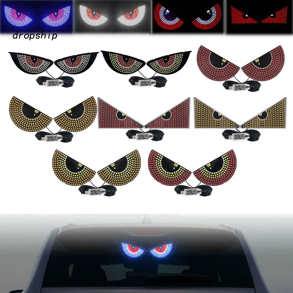 Flashing Led Patch Car Window Display Devil Eyes Windshield Light Usb Plug Play 11 Modes Demon Sign for Suvs Pickups Tru