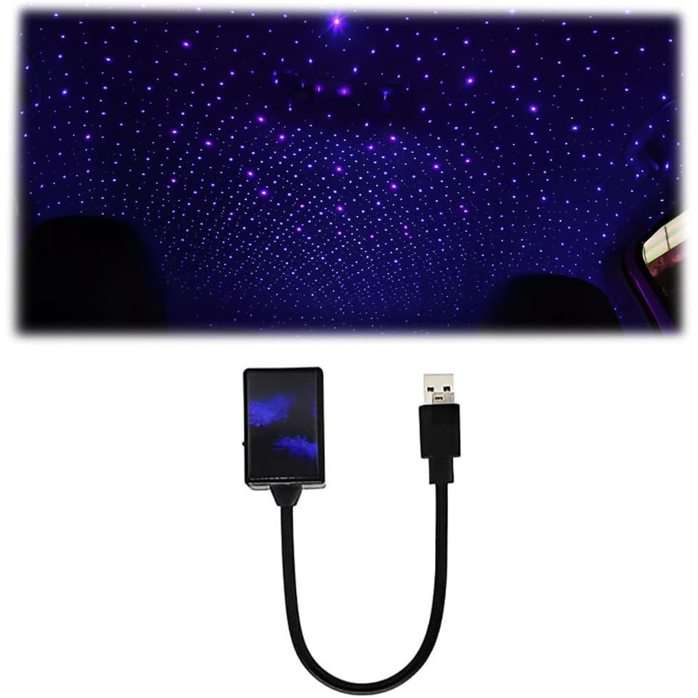Portable USB Car Ceiling Light with Sound Activated LEDs - Romantic Night Light and Projector for Car Interior Decoratio