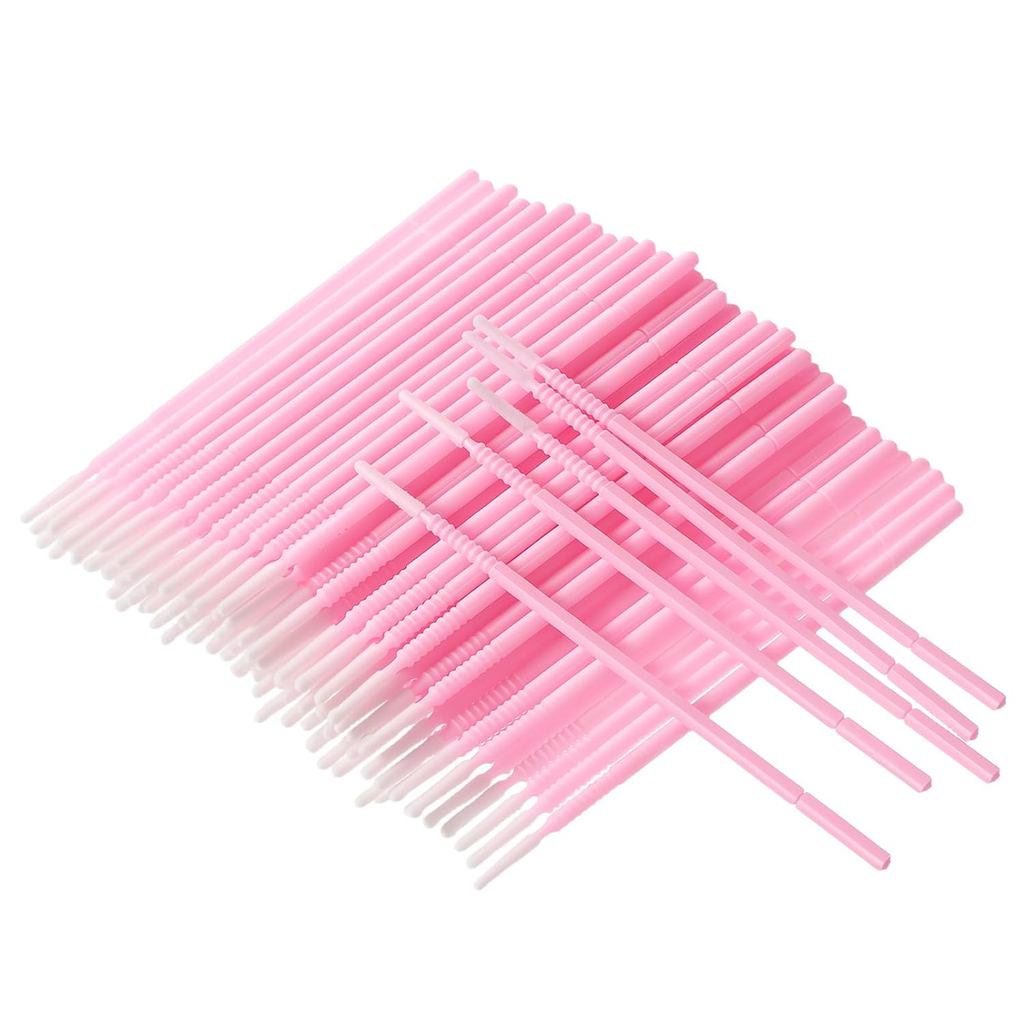 200pcs Micro Swabs Applicator Brushes Microswabs for Eyelash Extensions Disposable Pink Mini Cotton Swabs Precision Micr