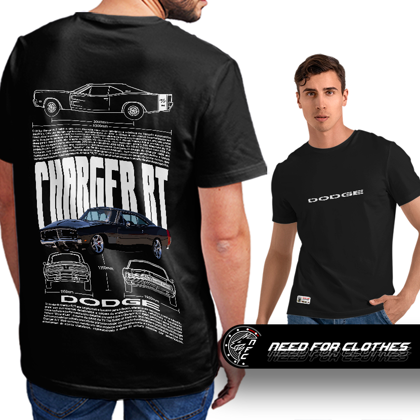 Camiseta Dodge Charger R/T, Muscle Car, V8, Lenda das Ruas